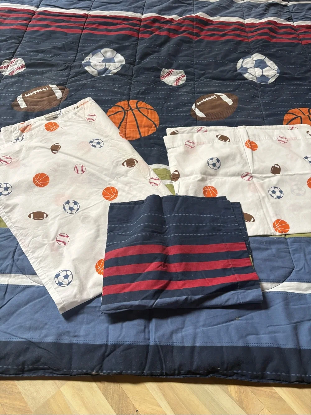 jumping beans Navy, White and Orange Kids Sports Comforter Set